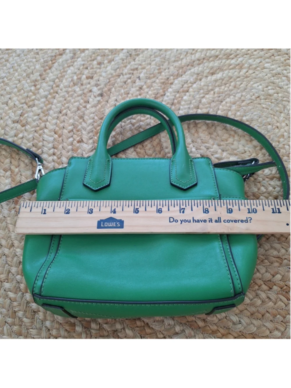 REED Satchel Purse Bag Kelly Green Double Handles Zip Closure Shoulder Strap